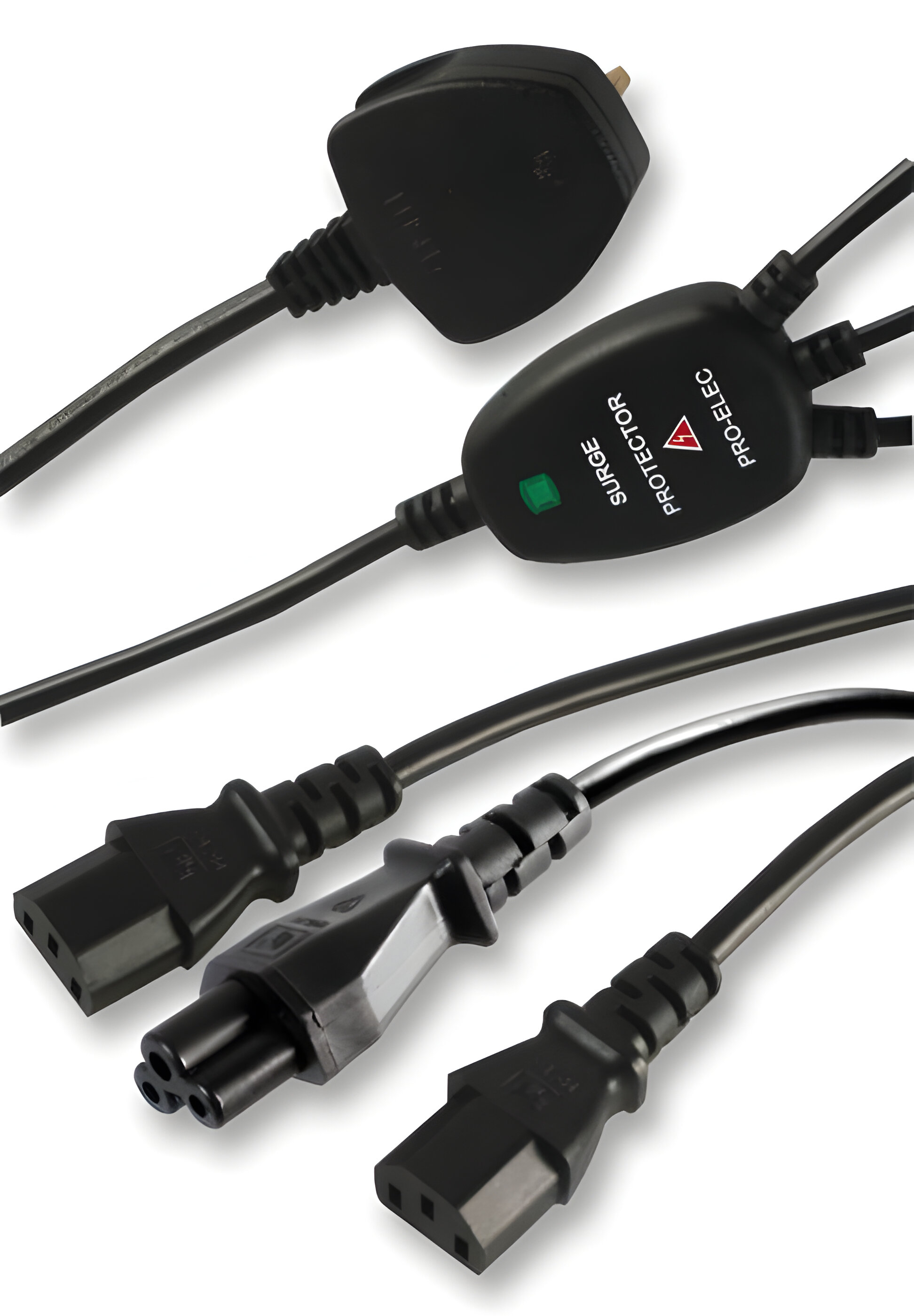 IEC Splitter 2x C13 Kettle + C5 Clover Power Lead UK Mains & Surge Protector