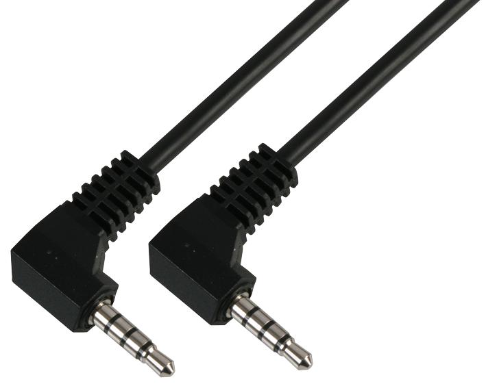 90° 3.5mm 4 Pole Jack Plug to Jack Plug Lead 1.5m