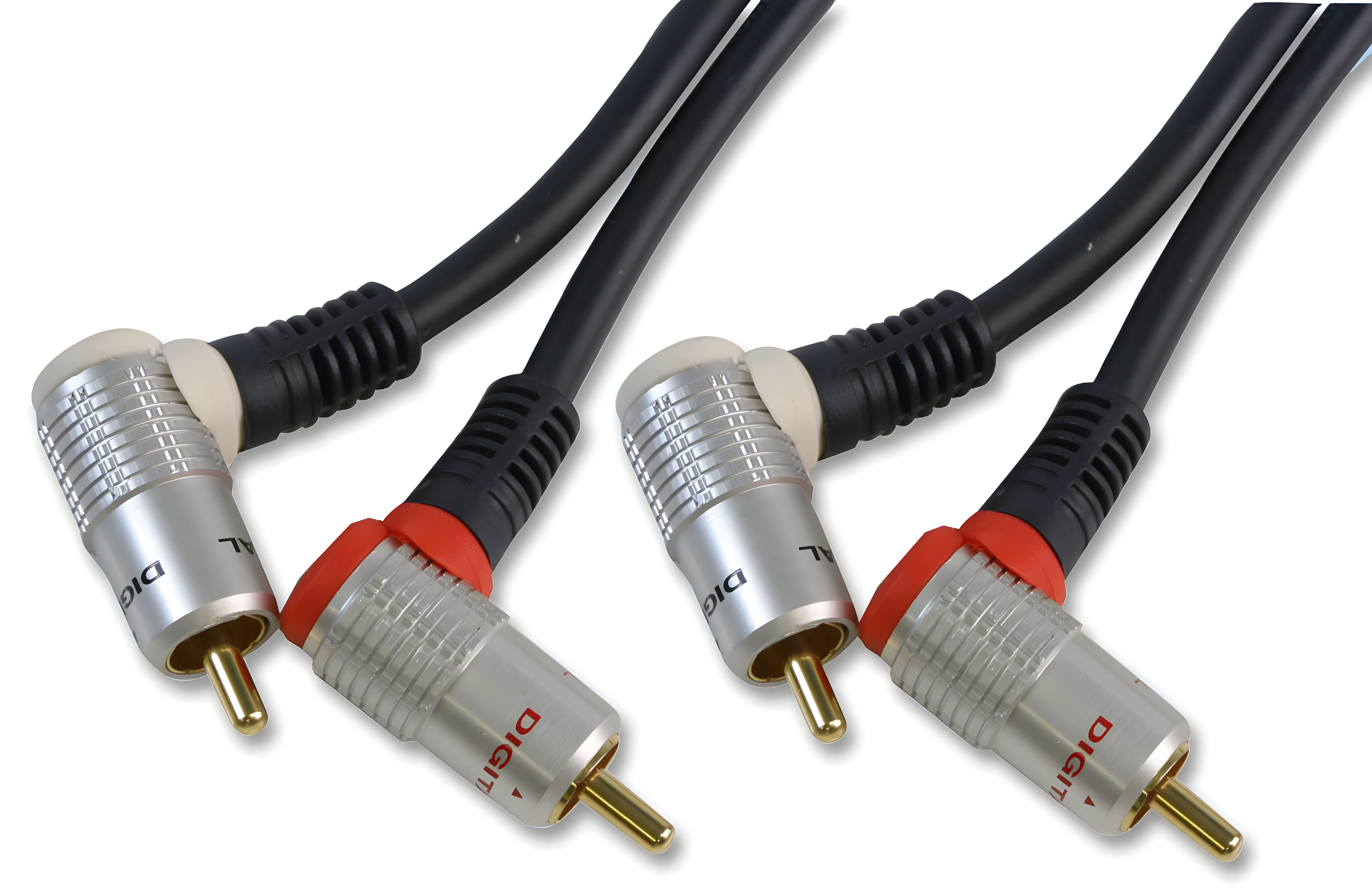 2x Right Angled Phono Twin RCA Male to Male Lead 1.5m