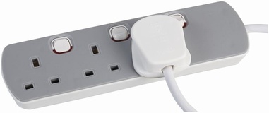 rhinocables 3 Gang Individually Switched UK Mains Extension Lead, Power Switch Extender