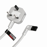 rhinocables Figure 8 Mains Right Angle End TV Power cable, UK Plug to IEC C7 Fig8 2Pin 90 Degree Lead Power Supply Cord compatible with Xbox, PS5, Printer, Laptop