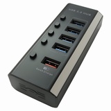 4 Port USB 3.0 Hub MAINS Powered PSU + USB3 A/B Cable QUICK Charge PORT